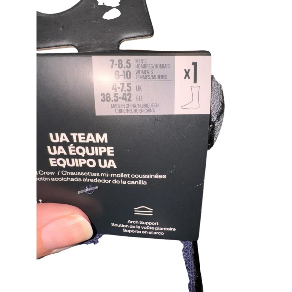Men's Under Armour M Navy Grey UA Team Cushioned Crew Athletic Socks